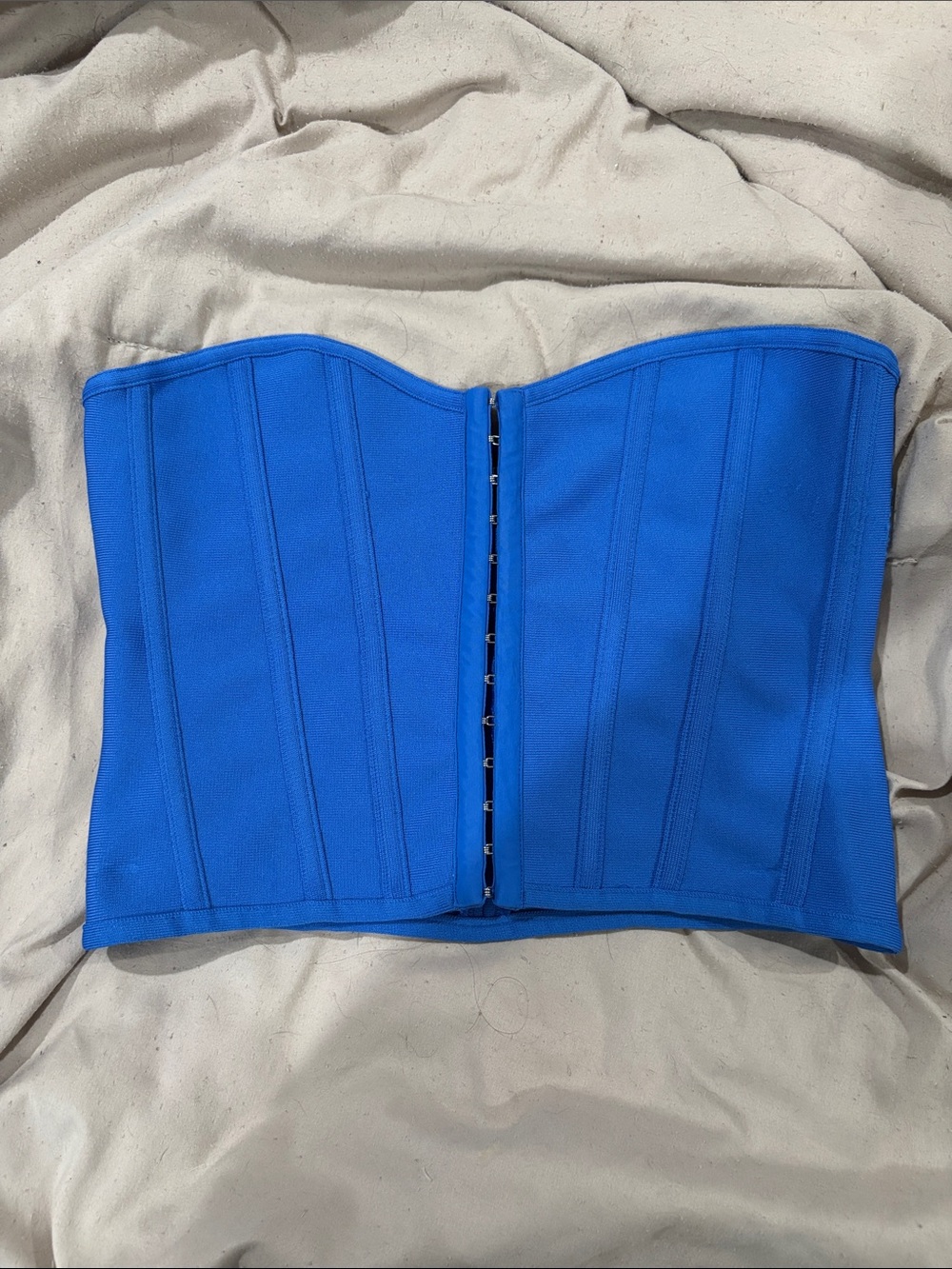 PrettyLittleThing Electric Blue Strapless Corset Top